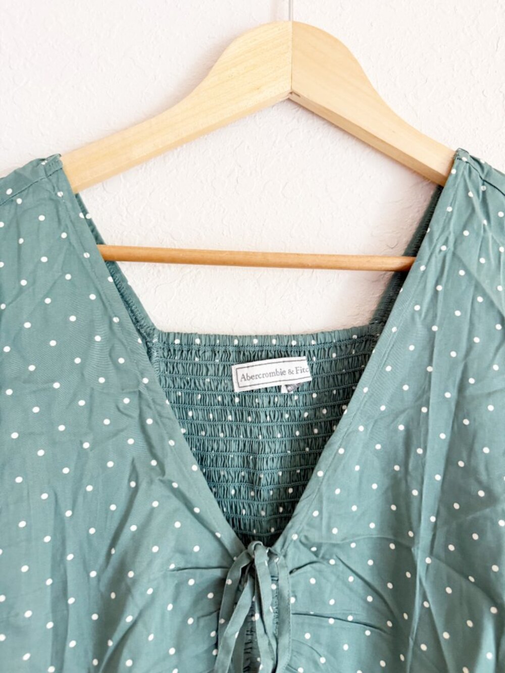 Abercrombie & Fitch Green Polka Dot Midi Dress Size Small - Picture 4 of 7